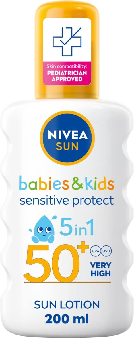 NIVEA SUN Kids Protect & Sensitive Spray (200ml) Sunscreen Spray with SPF 50+