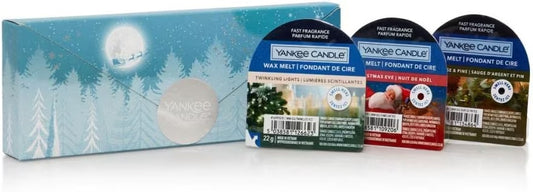 Yankee Candle Wax Melt Set 3pc (Twinkling Lights, Christmas Eve, Silver Sage & Pine)