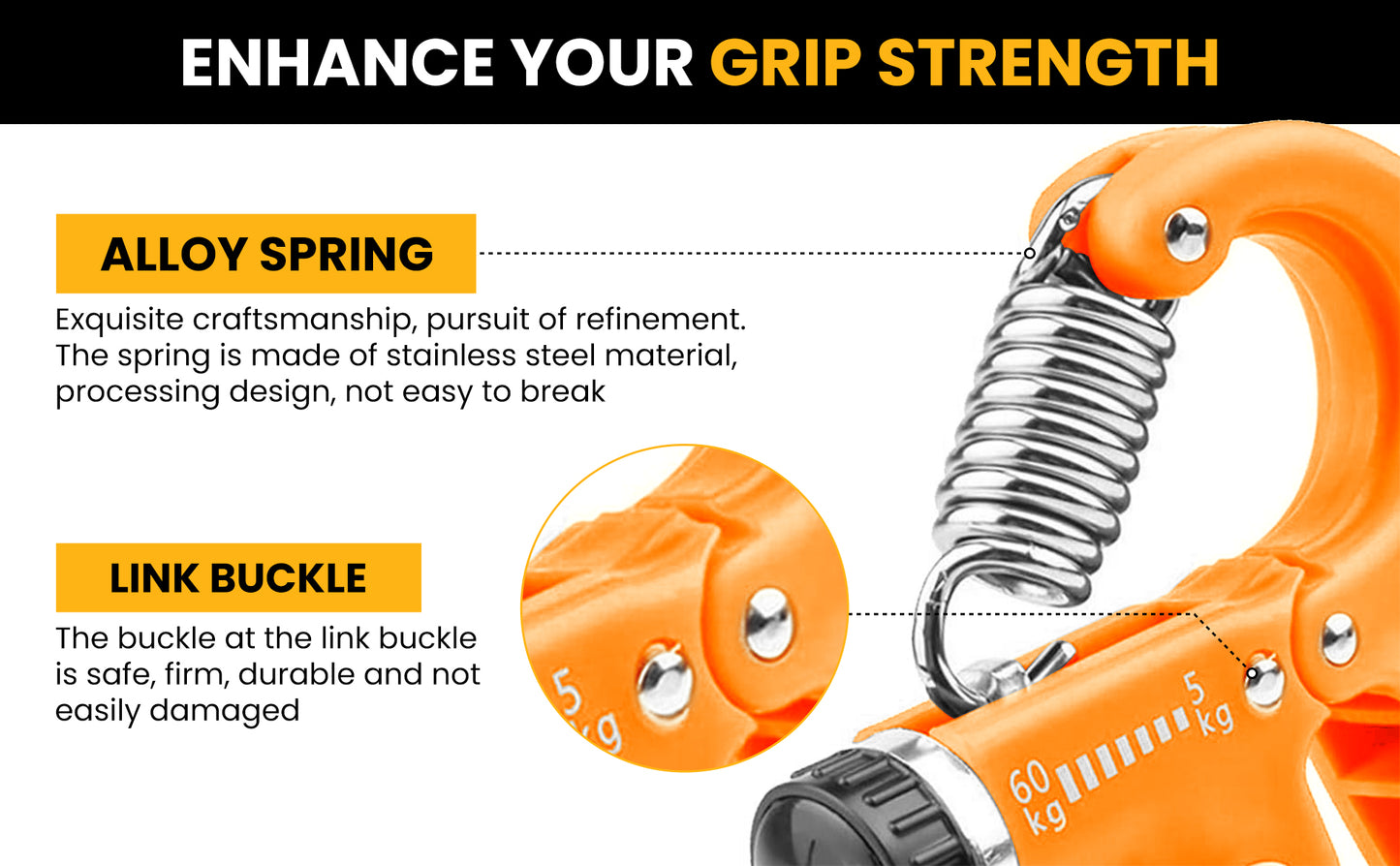 Generise Adjustable Hand Grip with Counter- 5kg - 60kg- Orange