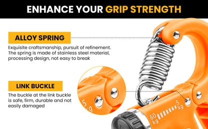 Generise Adjustable Hand Grip with Counter- 5kg - 60kg- Orange