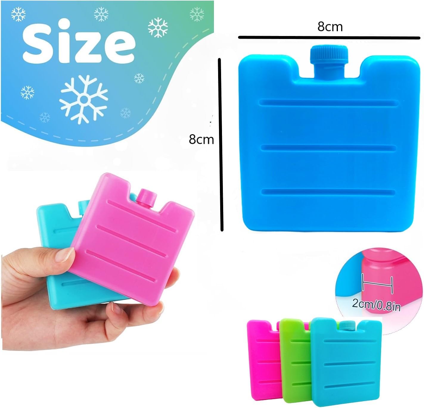 Generise Mini Freezer Blocks - 2 Blue, 2 Green, 2 Pink- 6 Pack