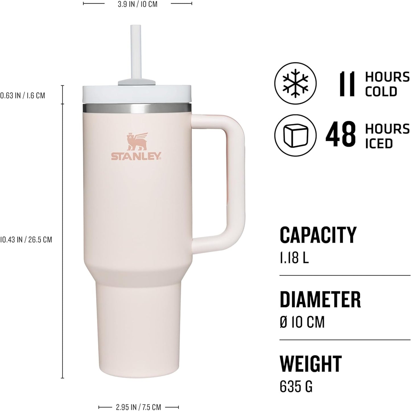 Stanley Quencher® H2.0 FlowState™ Tumbler 1.2L – Recycled Stainless Steel - Multiple Colours!
