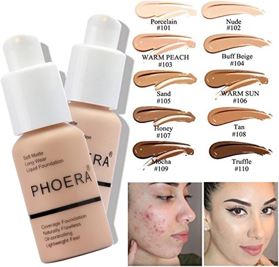 Phoera Flawless Matte Liquid Foundation (10 Shades Available - Select in Dropdown)