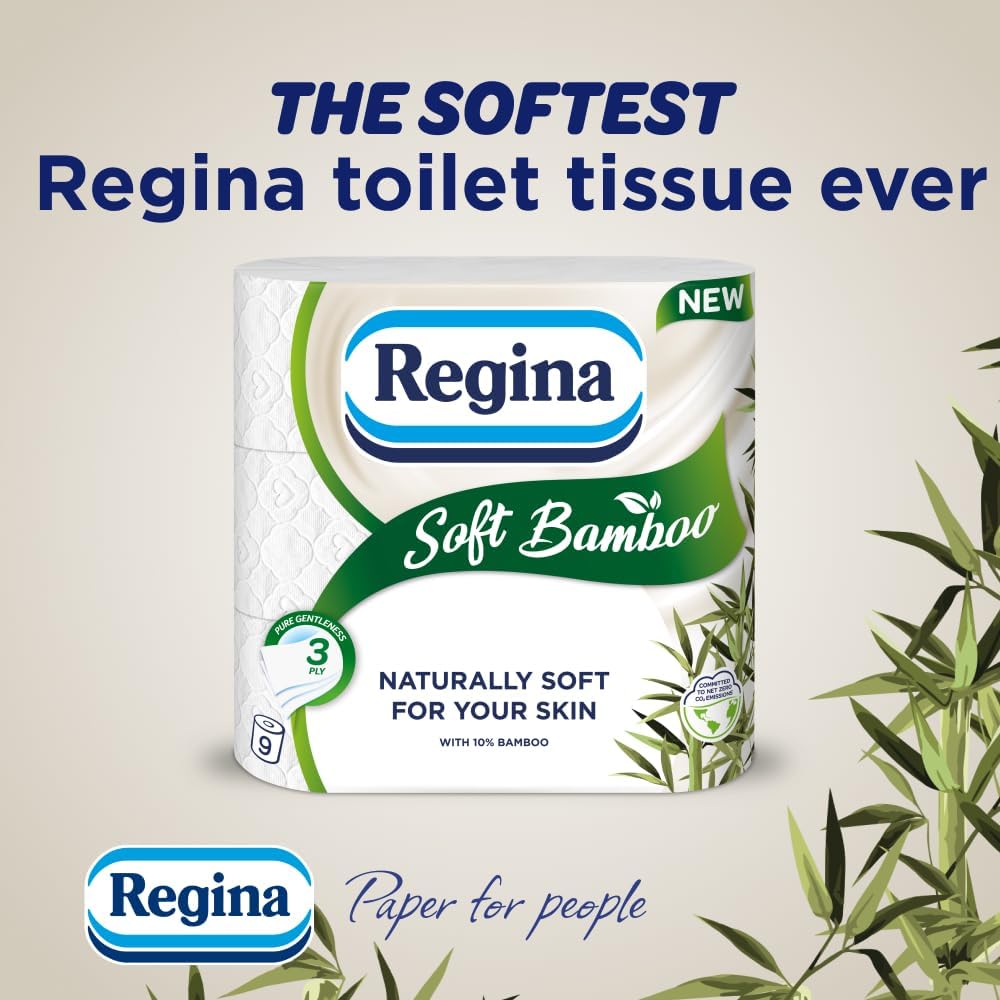 Regina Soft Bamboo 3 Ply Toilet Tissue 9 Pack X 5