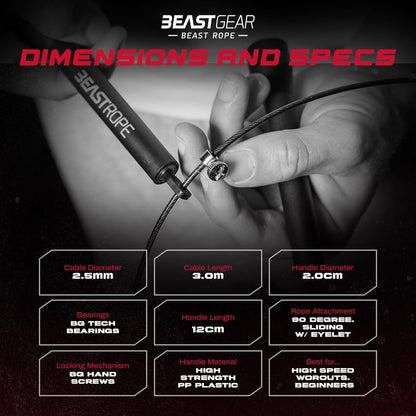 Beast Gear Adult Adjustable Steel Speed Jump Skipping Rope