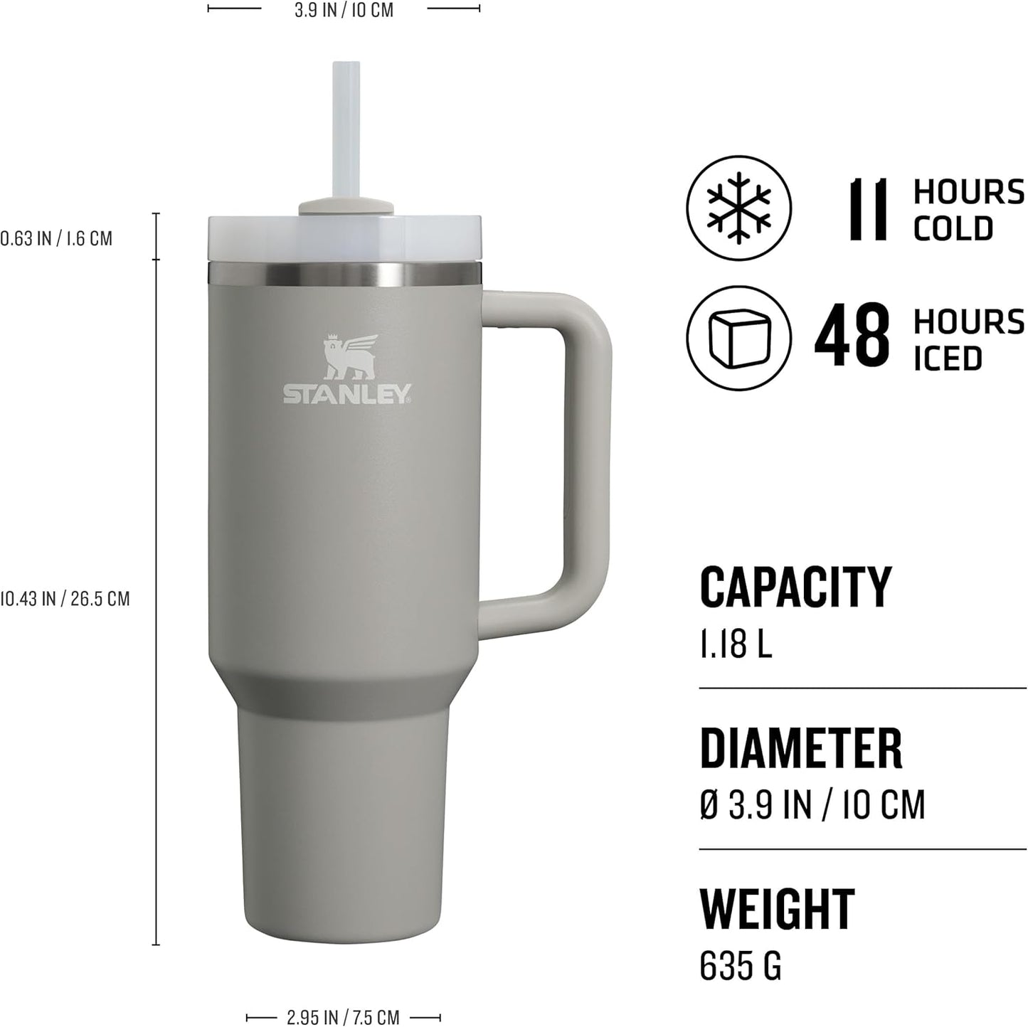 Stanley Quencher® H2.0 FlowState™ Tumbler 1.2L – Recycled Stainless Steel - Multiple Colours!