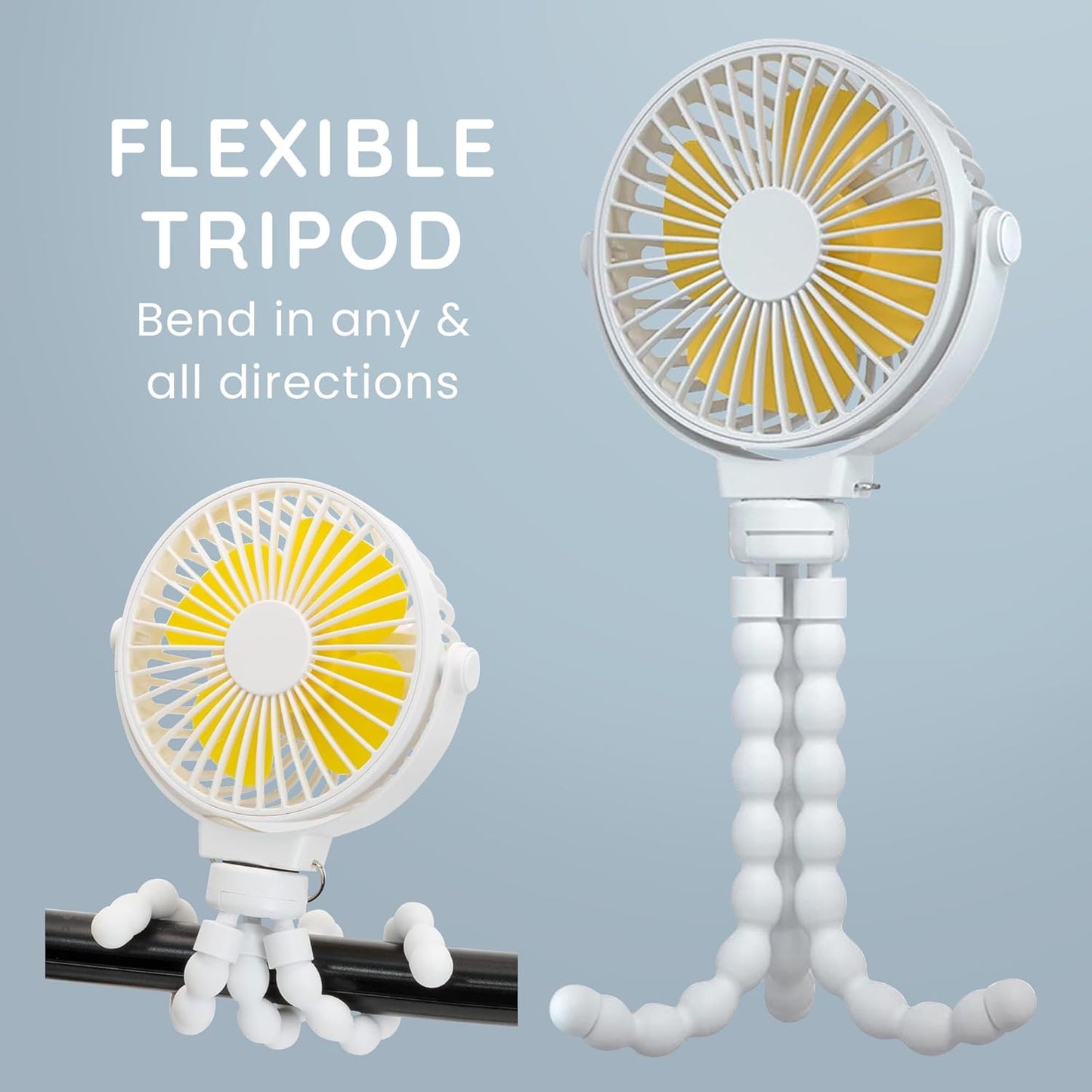 CUQOO Mini Portable Octopus Desk Fan – 4000mAh, White, 3 Speeds