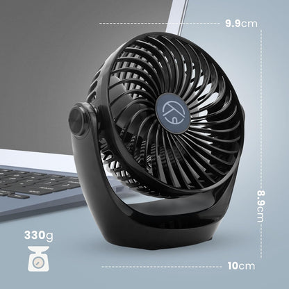 Cuqoo USB Desk Fan – 360° Rotatable USB Powered Portable Small Desktop Fan - Black (AMAZON ASIN B0BW9J89V6)