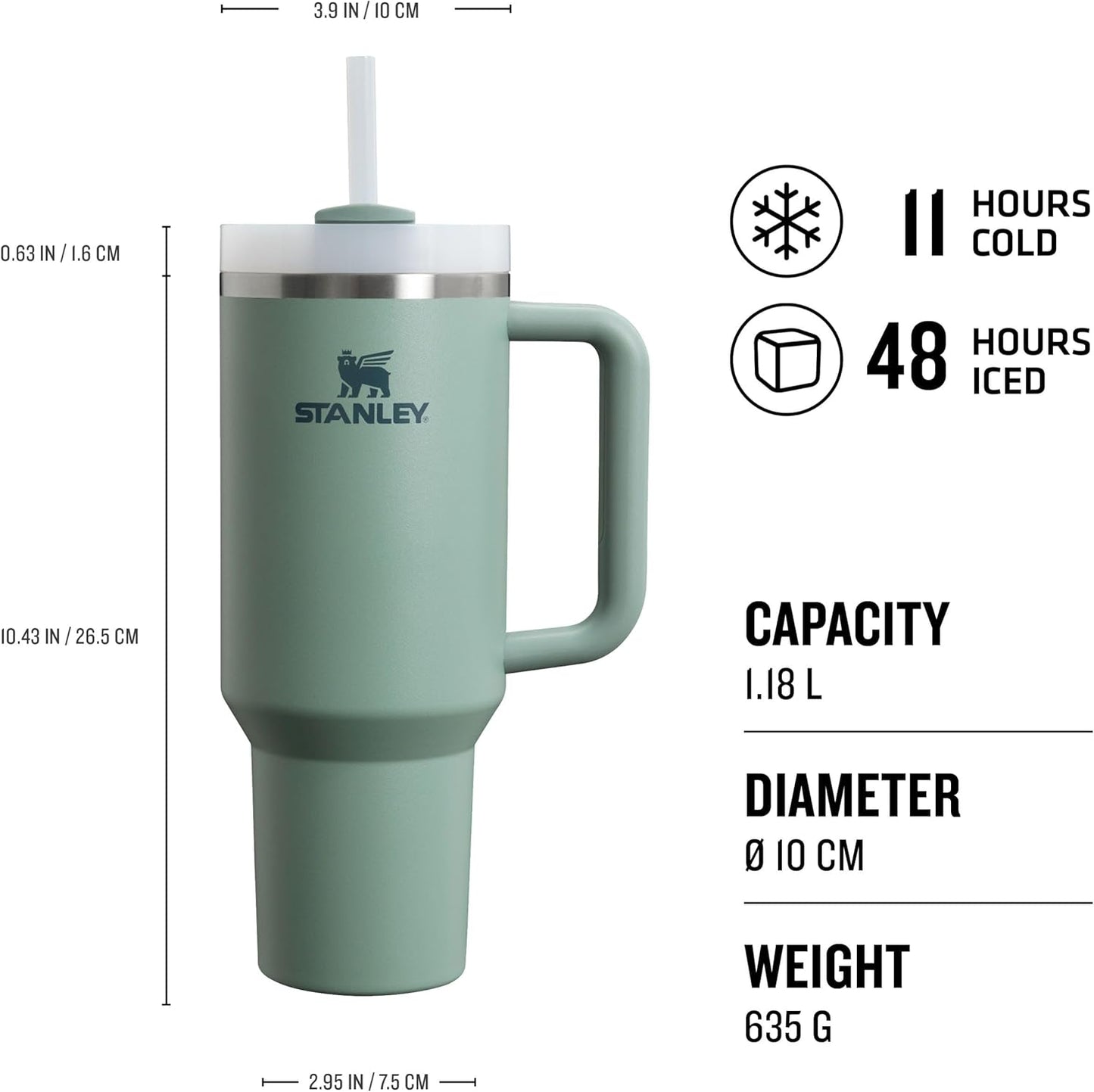Stanley Quencher® H2.0 FlowState™ Tumbler 1.2L – Recycled Stainless Steel - Multiple Colours!