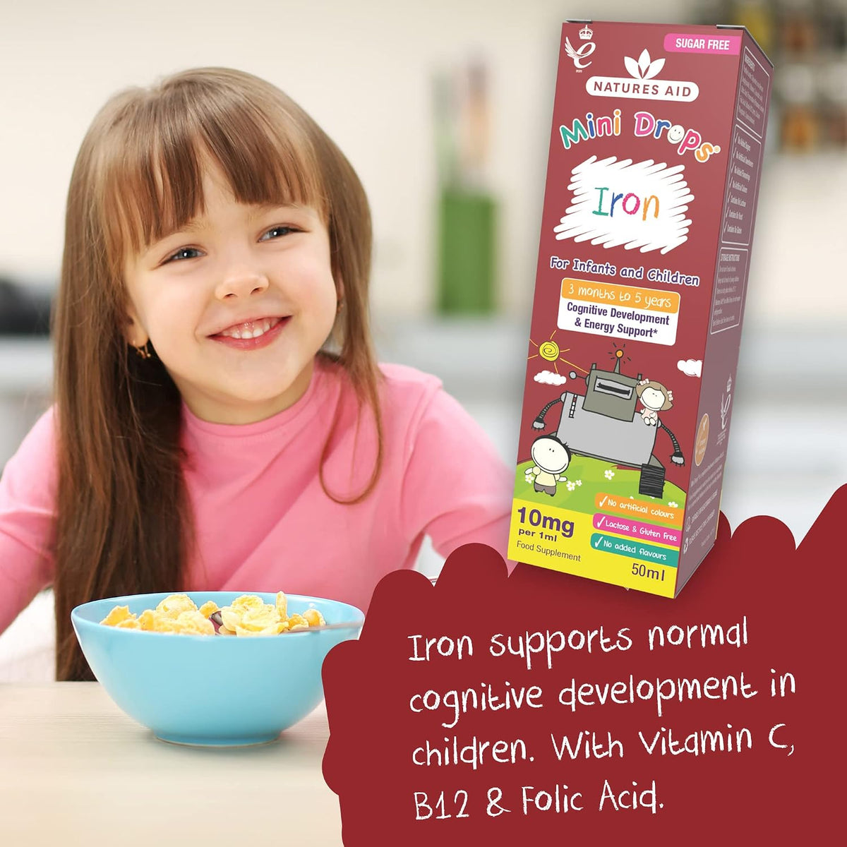 Natures Aid Mini Drops Iron Supplement for Kids & Children - 50ml