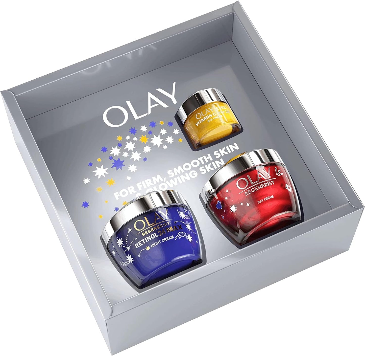 Olay Moisturiser Women's  Skin Care Gift Box: Eye Cream 15ml, Retinol 24 MAX 50ml & Regenerist Face Cream 50ml