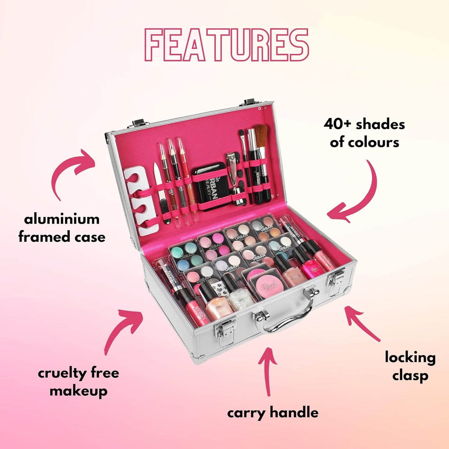 LUB Love Urban Beauty Vegan 60 Piece Dazzling Vanity Case