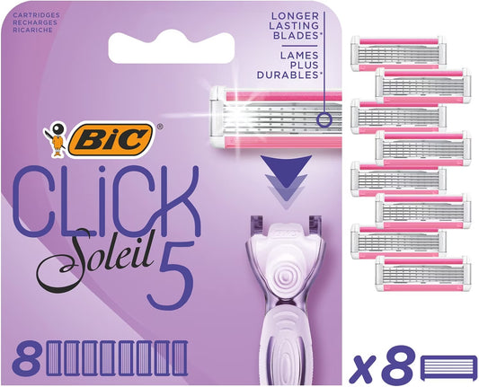 Bic Click 5 Soleil Women's Razor Refills - Box of 8 Cartridges