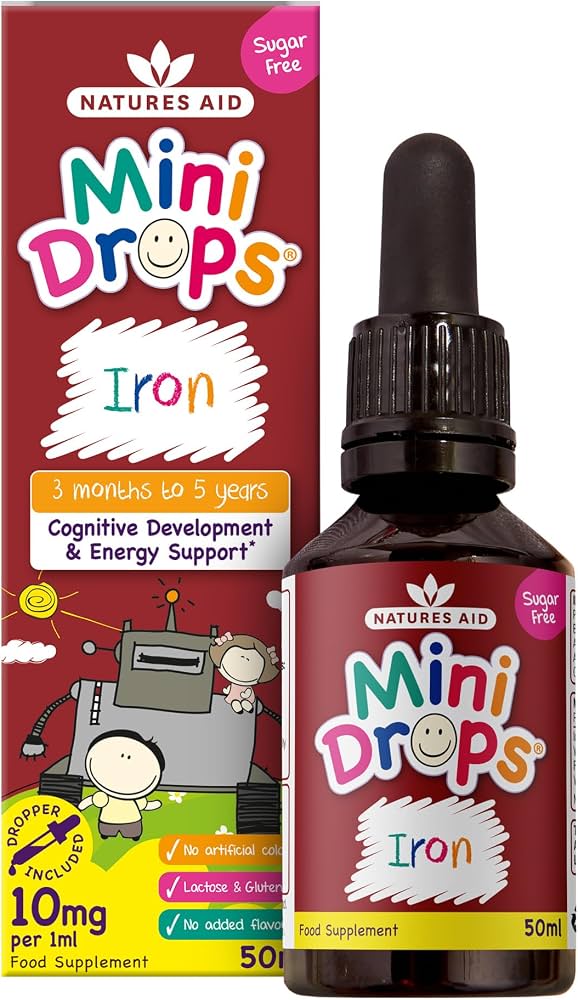 Natures Aid Mini Drops Iron Supplement for Kids & Children - 50ml