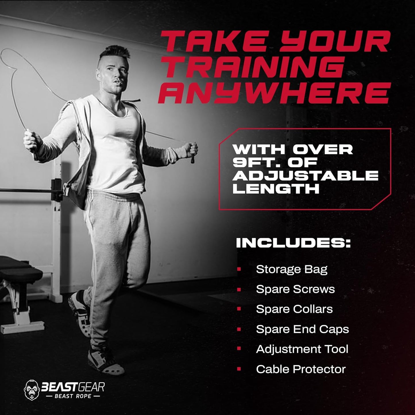 Beast Gear Adult Adjustable Steel Speed Jump Skipping Rope