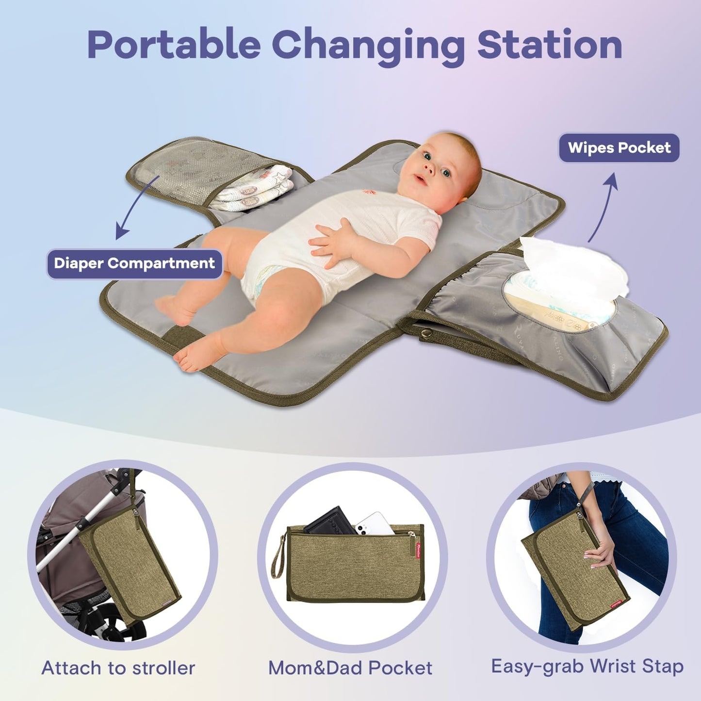 Ruvalino Baby Changing Backpack - Olive Green