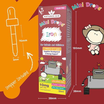 Natures Aid Mini Drops Iron Supplement for Kids & Children - 50ml