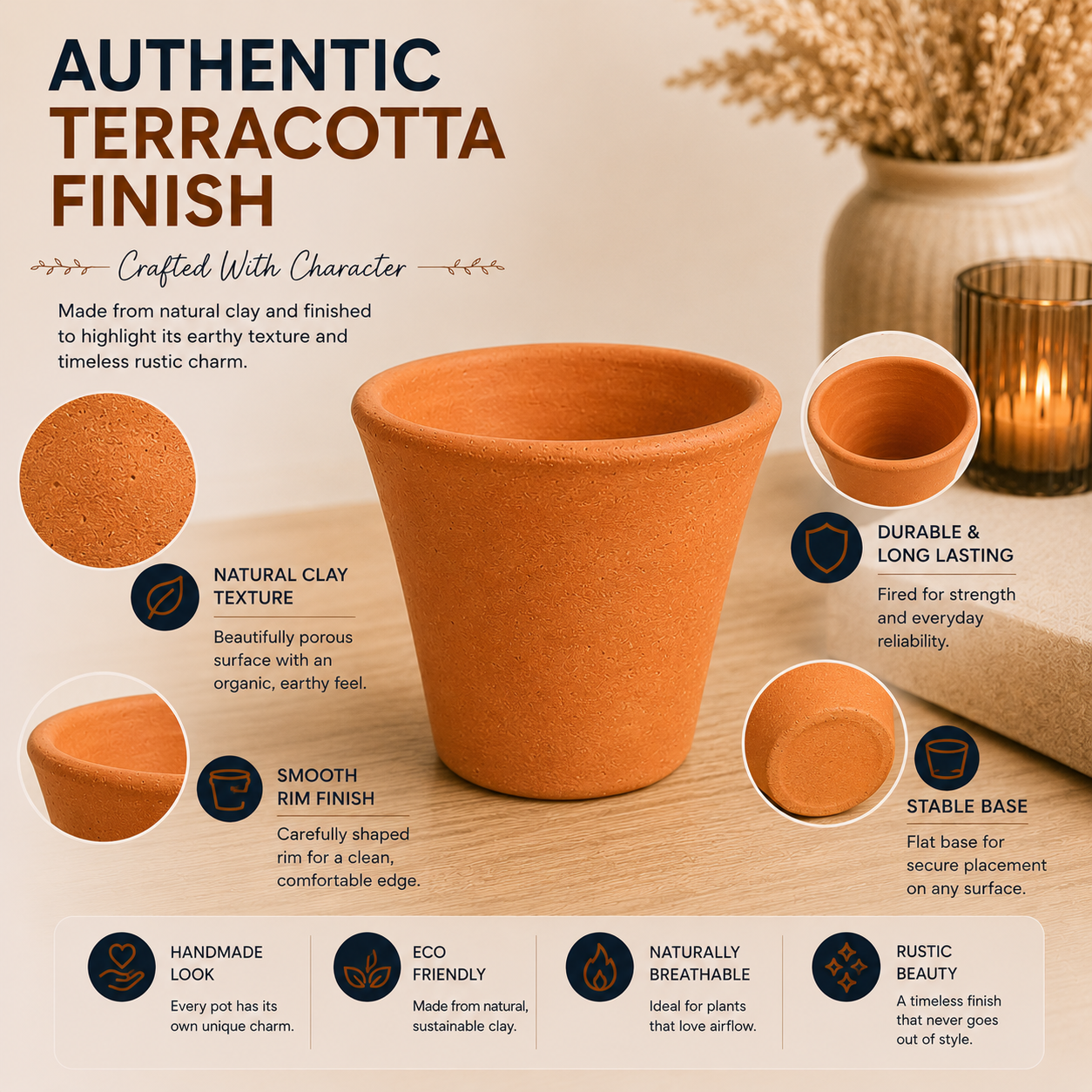 Generise Victorian Clay Pot - 11cm x 10cm