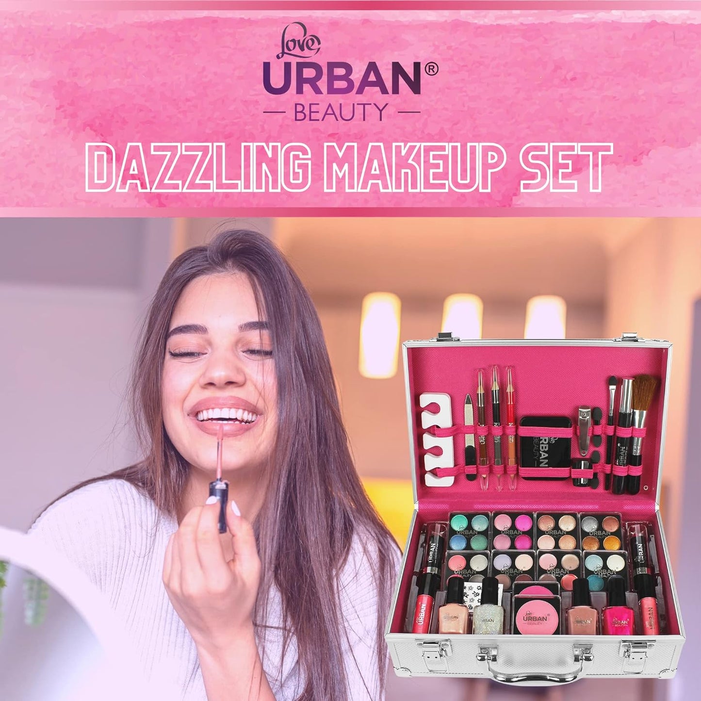 LUB Love Urban Beauty Vegan 60 Piece Dazzling Vanity Case