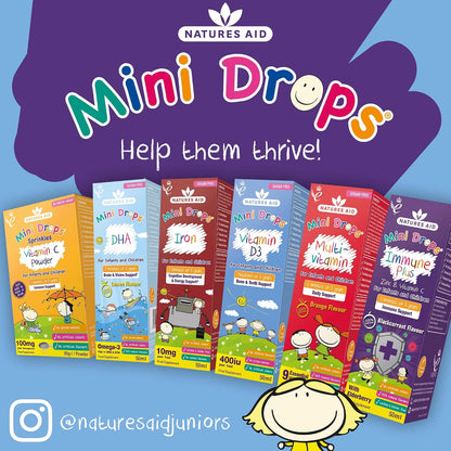 Natures Aid Mini Drops Iron Supplement for Kids & Children - 50ml