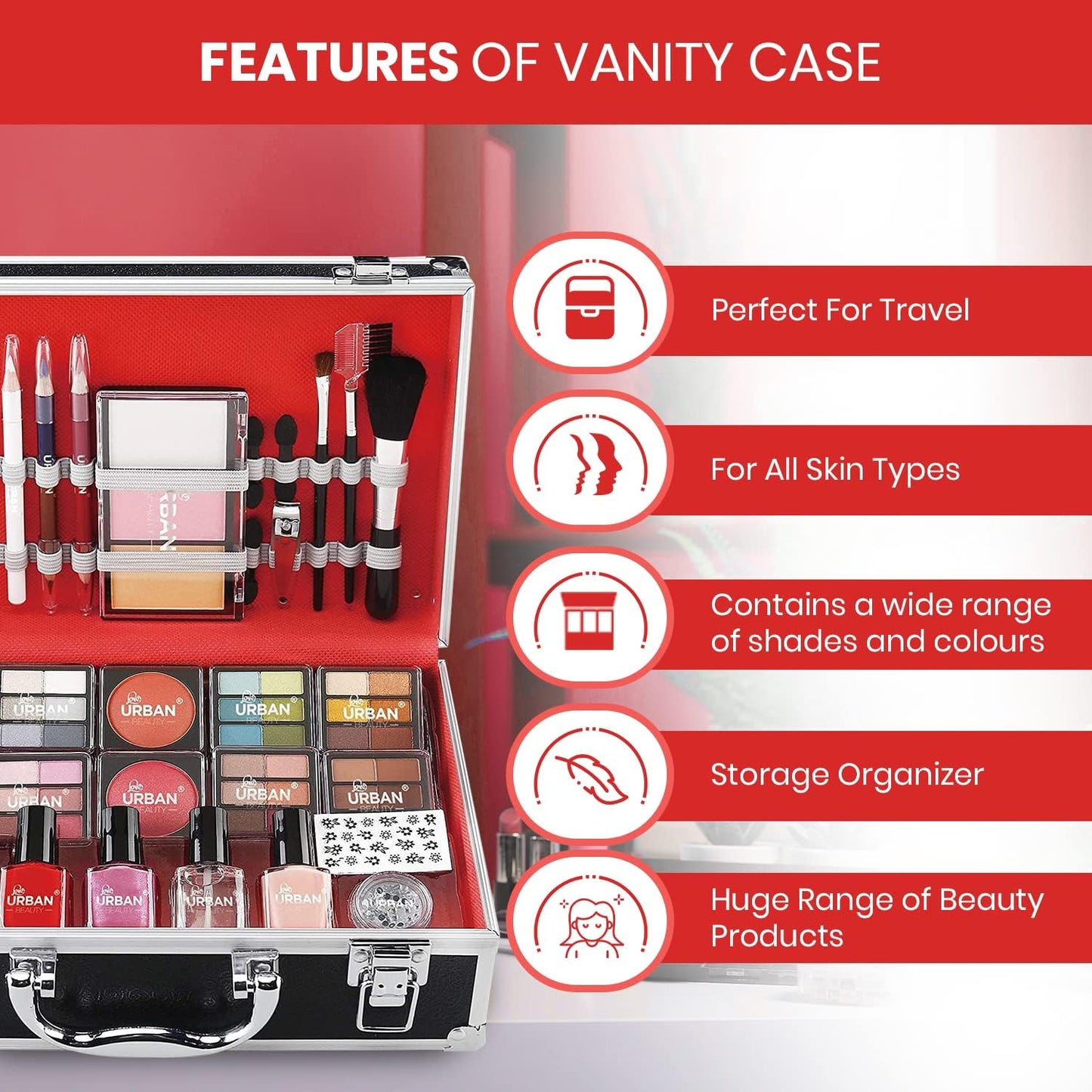 LUB Love Urban Beauty Vegan 76 Piece Divine Beauty Vanity Case