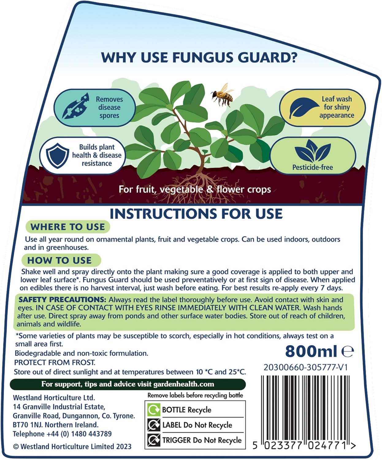 Westland Fungus Guard RTU – 800ml Ready-to-Use Spray