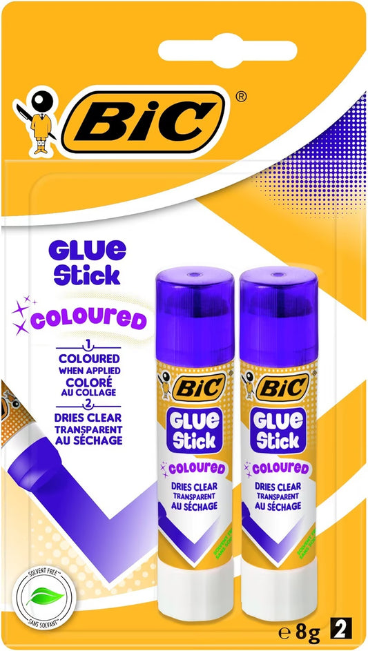 Bic Coloured Glue 8G - Blister pack of 2