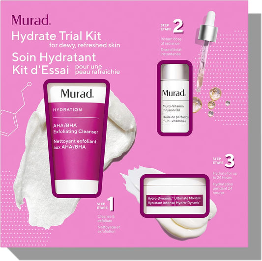 Murad Hydrate Trial Kit 3pc (60ml Exfoliating Cleanser, 15ml Moisture & 10ml Multi Vitamin Oil)