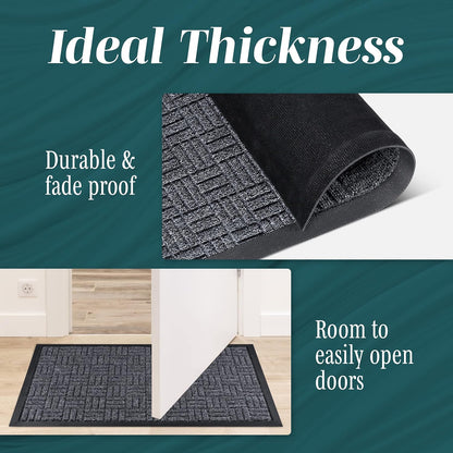 Generise Front Door Mats 2-Piece Set 29.5x17" Grey