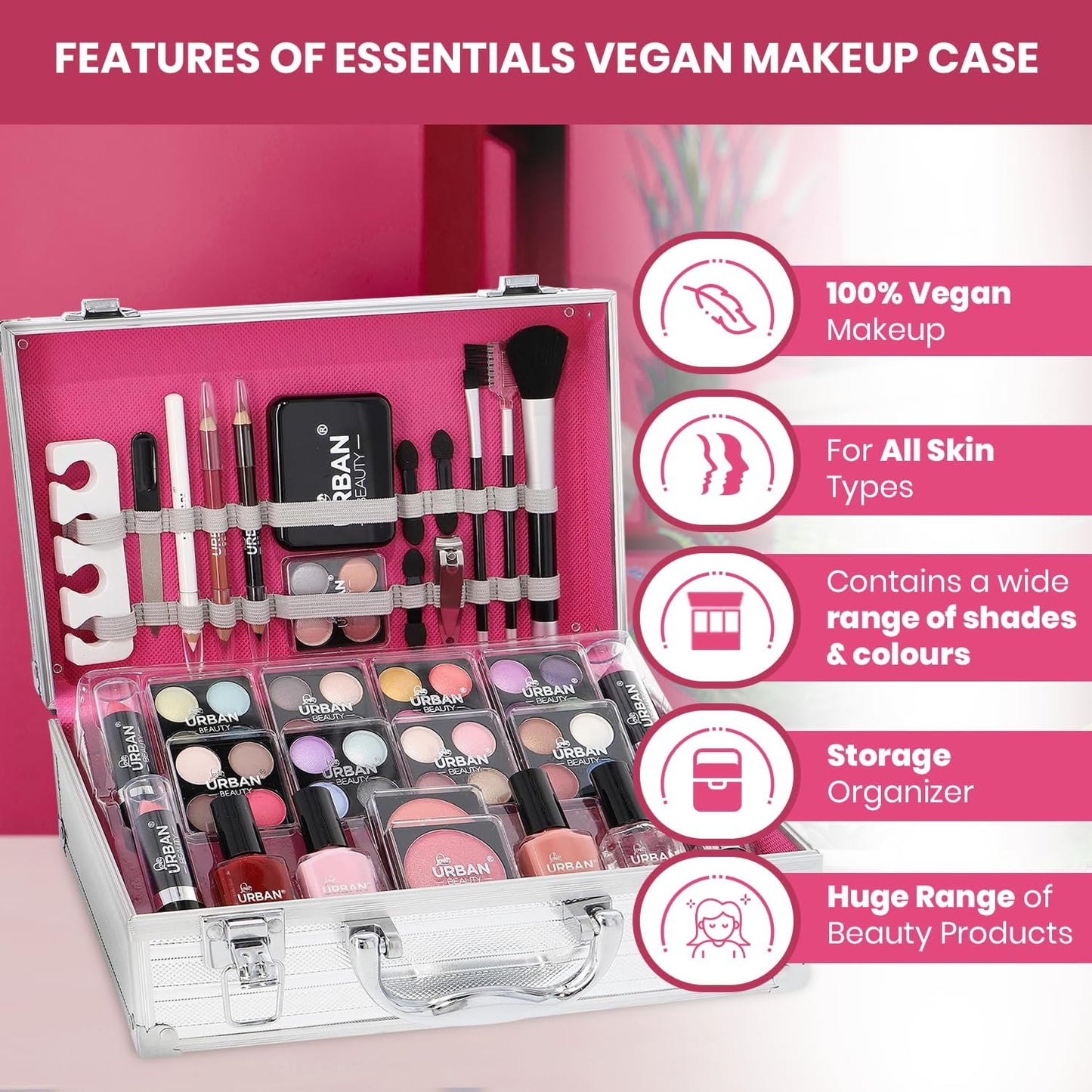 LUB Love Urban Beauty Vegan Essentials 64 Piece Vanity Case