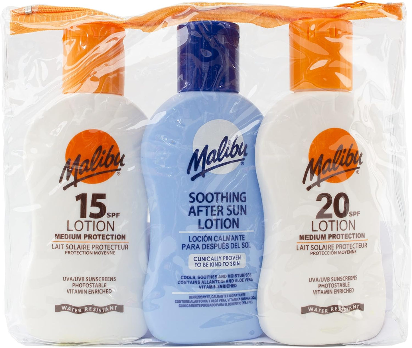 Malibu Sun 3 Pack Travel Essentials Multipack - SPF 15, SPF 20 & Lotion