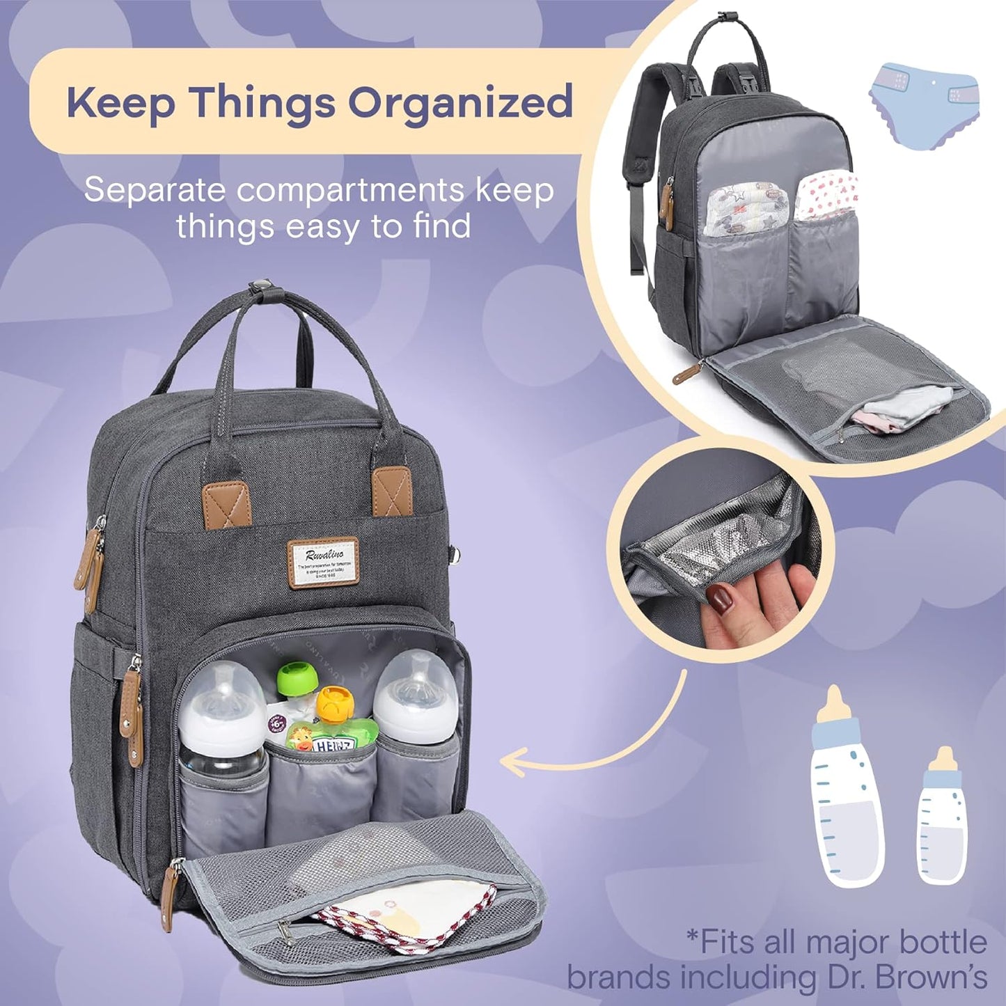 Ruvalino Baby Changing Backpack - Dark Grey