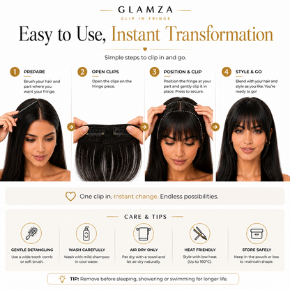 Glamza 'Big Bang' Clip in Hair Bangs - Thicker & Fuller - 6 Options