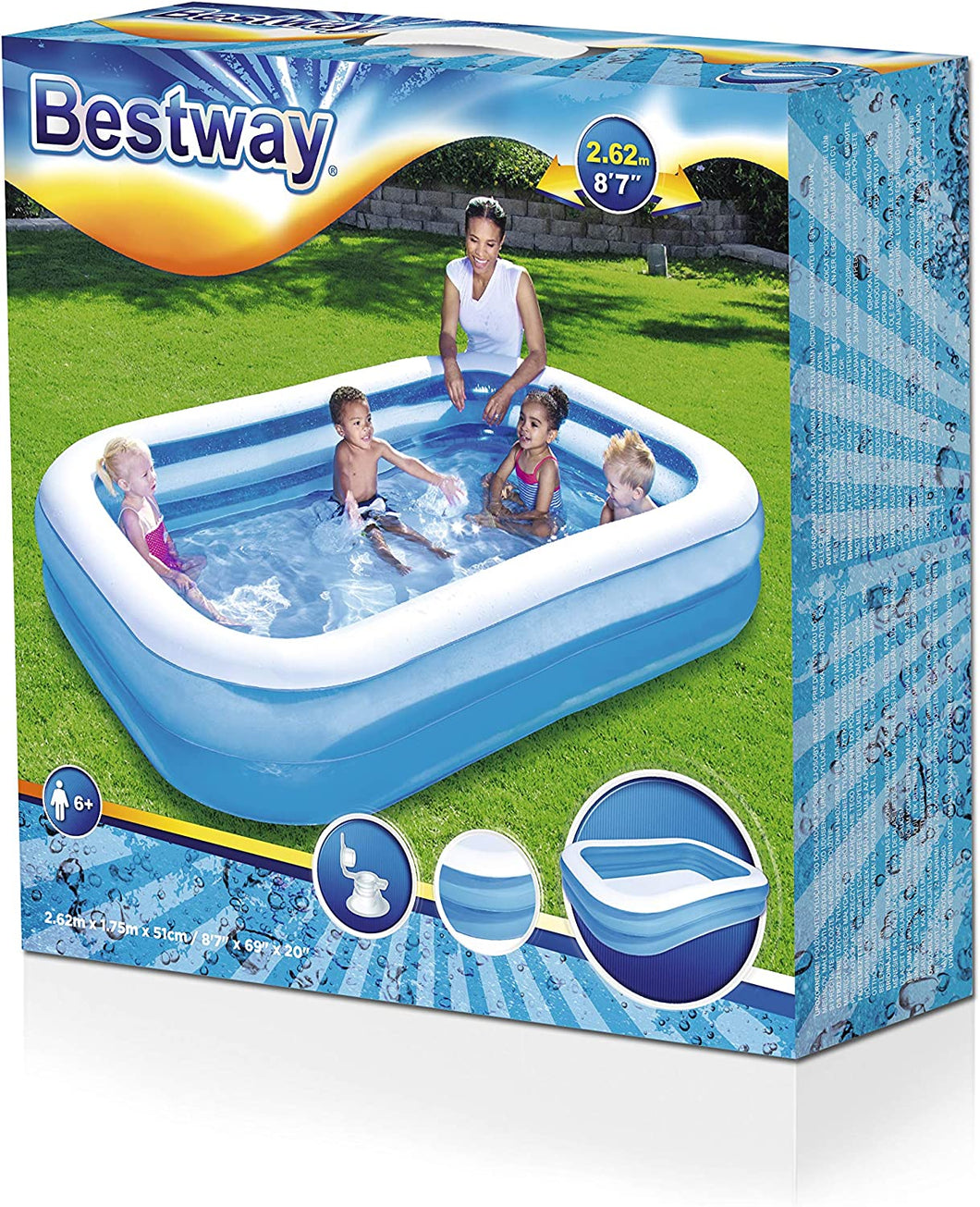 Bestway 8ft 7 inch x 69 inch x 20 inch Family Paddling Pool (262 x 175 x 51 cm)