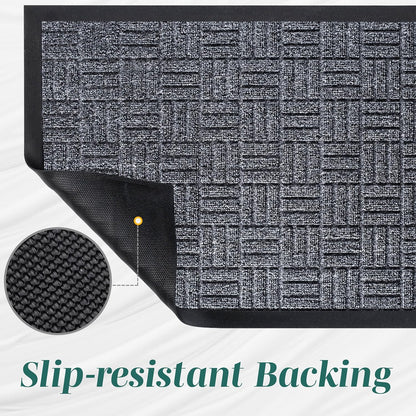 Generise Front Door Mats 2-Piece Set 29.5x17" Grey