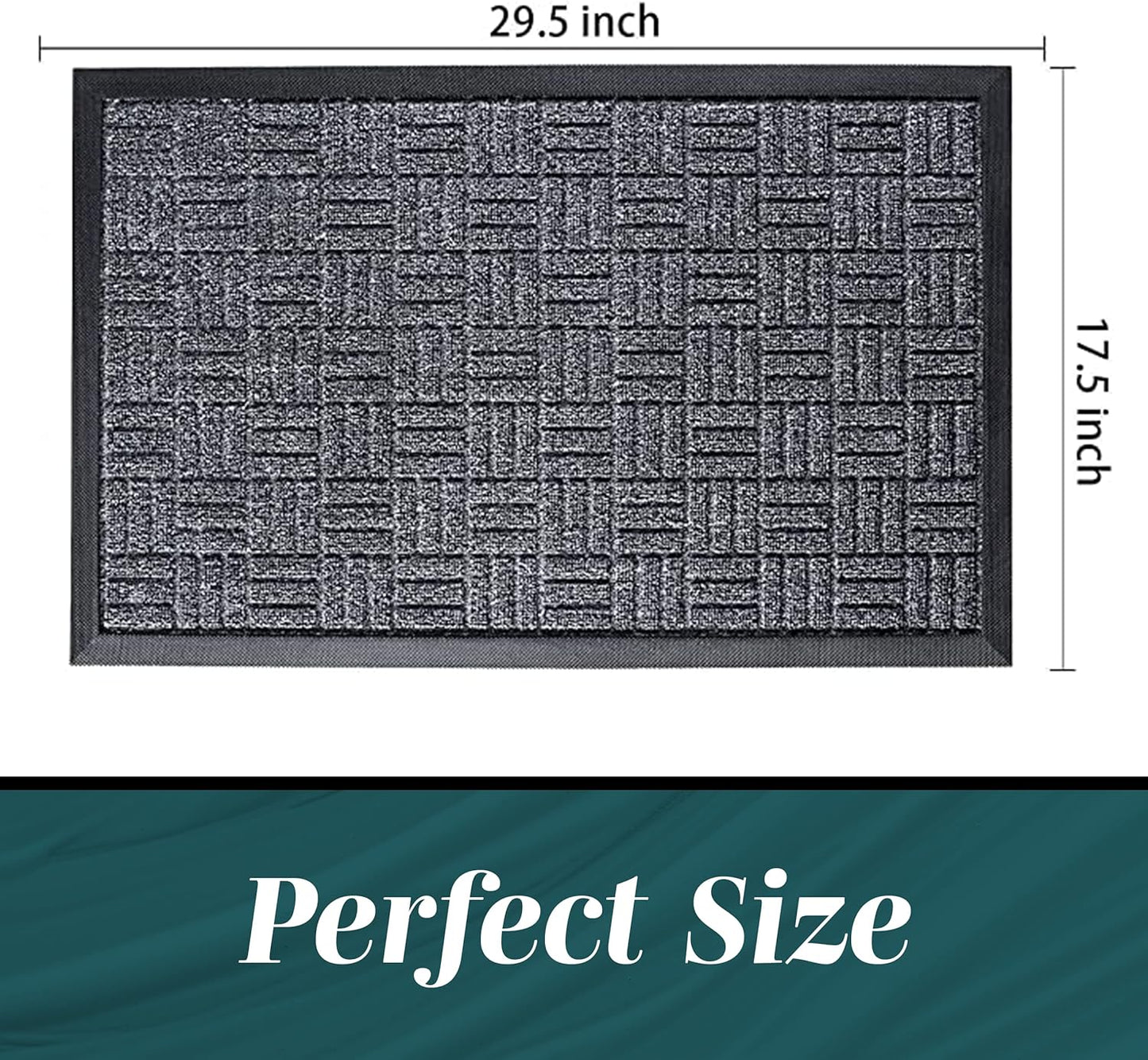 Generise Front Door Mats 2-Piece Set 29.5x17" Grey