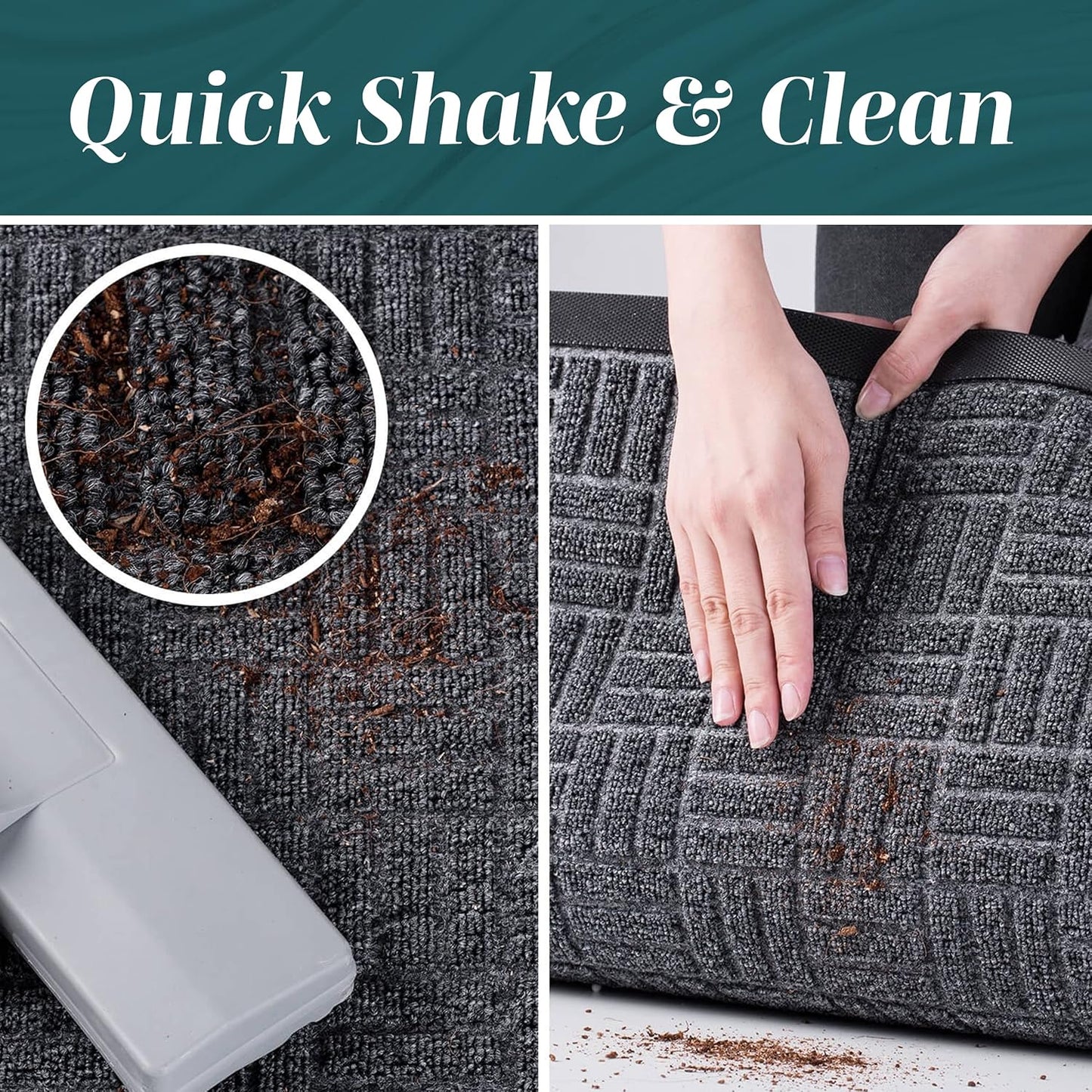 Generise Front Door Mats 2-Piece Set 29.5x17" Grey