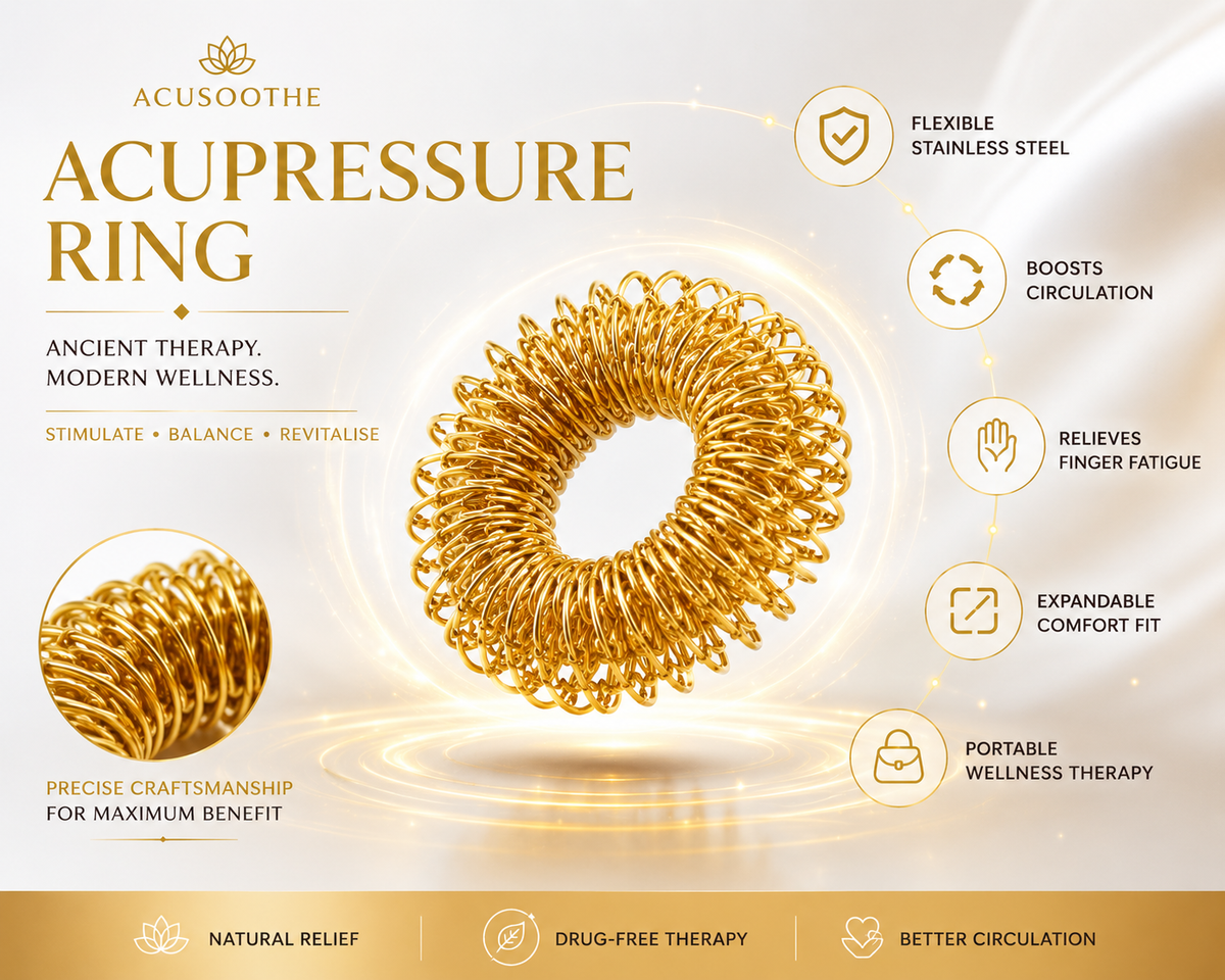 Gold Acusoothe Acupressure Rings – Boost Circulation & Relieve Pain