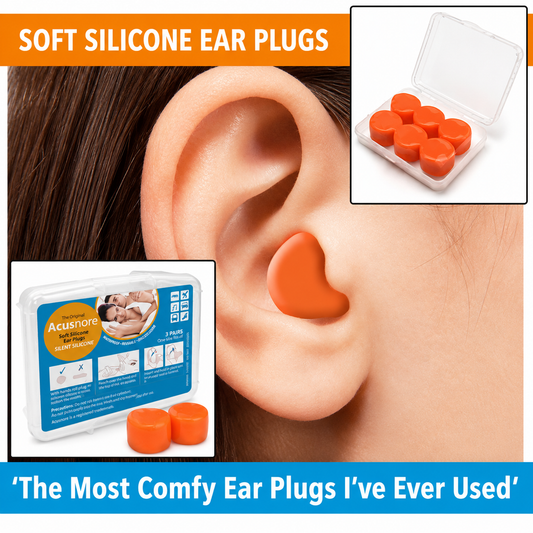 Acusnore Soft Silicone Ear Plugs for Better Sleep- 6 Pack For Premium Noise Reduction & Comfort