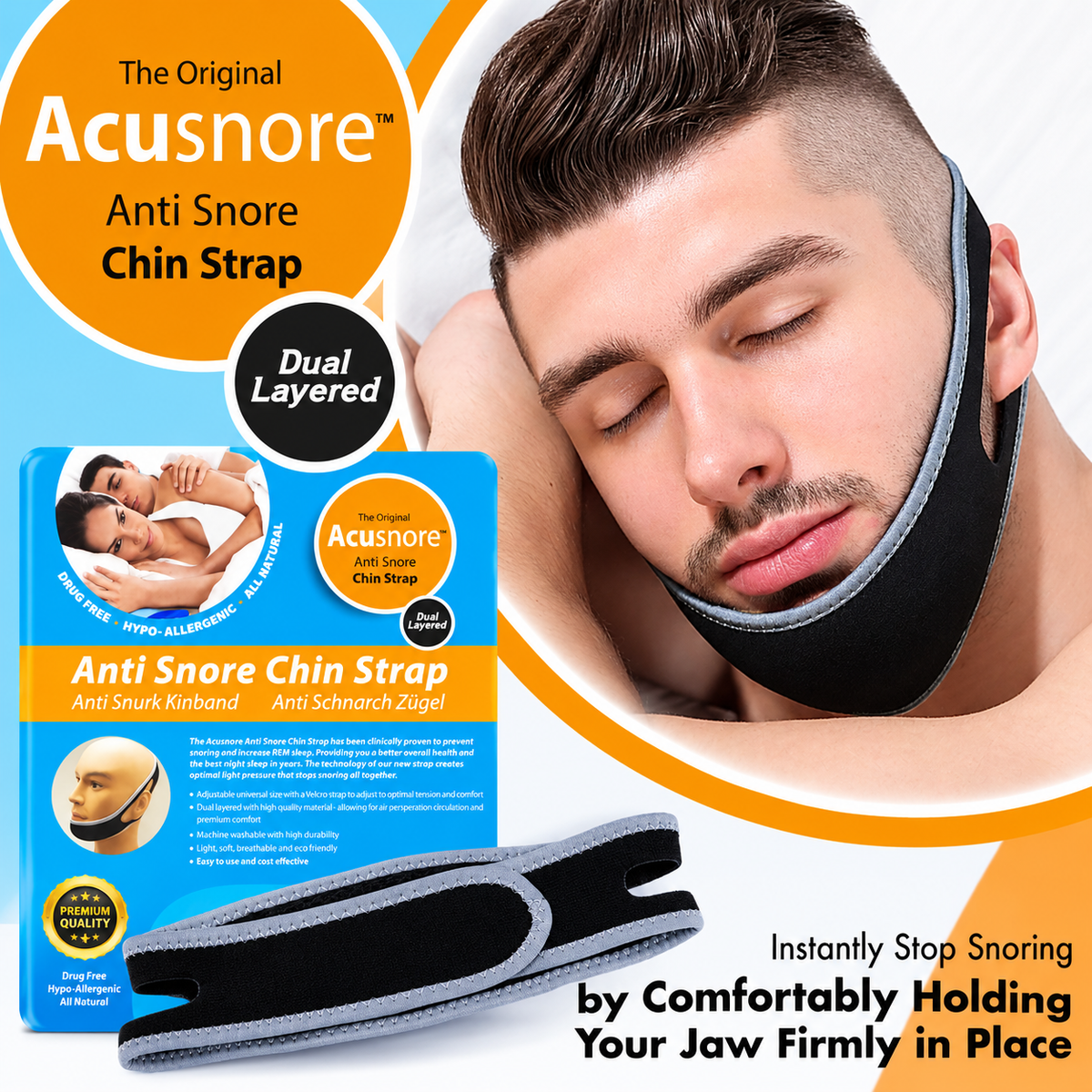 Acusnore Anti-Snore Chin Strap – Your Key to Quieter, Restful Sleep