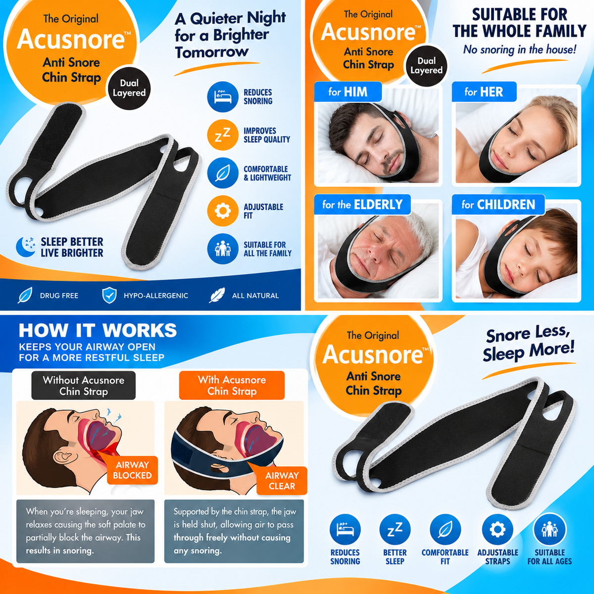 Acusnore Anti-Snore Chin Strap – Your Key to Quieter, Restful Sleep
