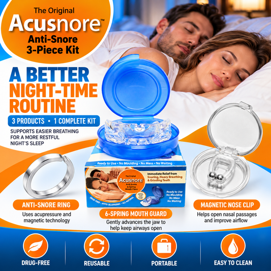 Acusnore 3 Piece Anti Snore Kit – Complete Natural Snoring Solution