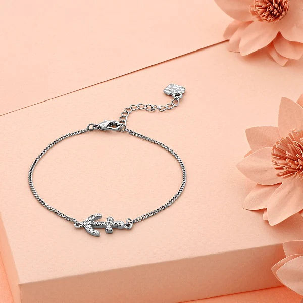 Diamond Style London - Anchor Bracelet in Rhodium Plating (Item code: Anchorbra)