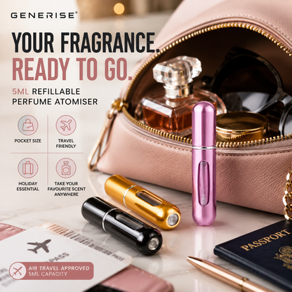 GENERISE Refillable Perfume Atomiser Spray – 5ml Travel-Size Fragrance Bottle, Air Travel Approved