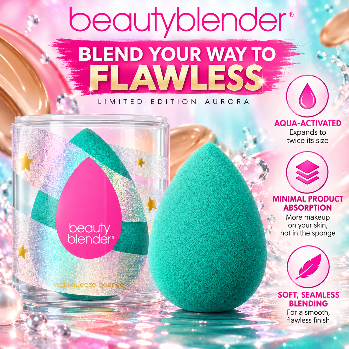 Beautyblender Aurora Makeup Sponge – Limited Edition Blue-Green Beauty Blender
