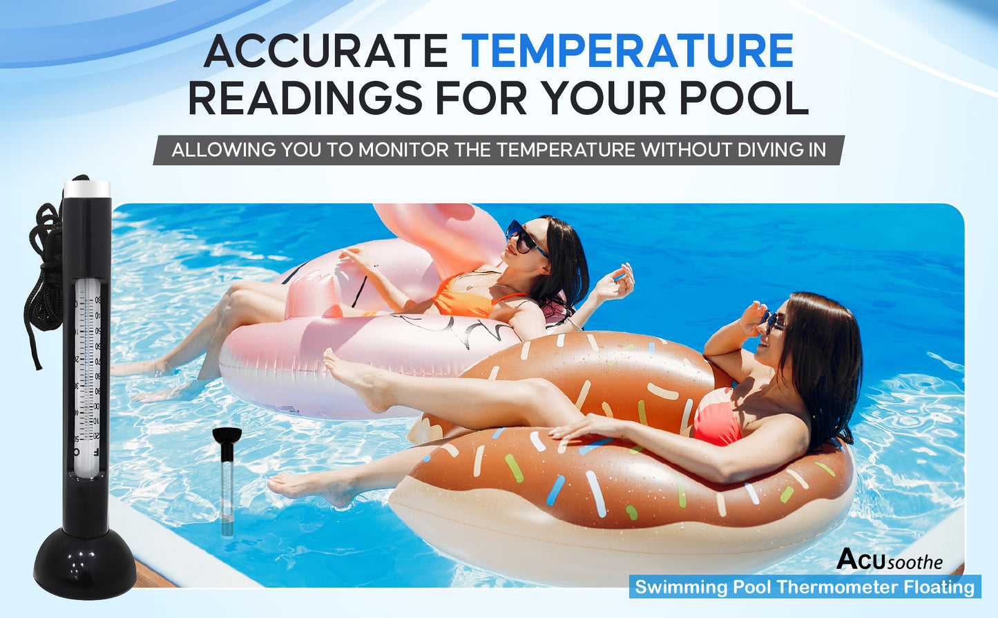 Acusoothe Floating Bath and Pool Thermometer - Black