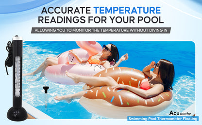 Acusoothe Floating Bath and Pool Thermometer - Black