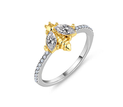 Diamond Style London - Bee ring in rhodium plating (Item code: Beering7)