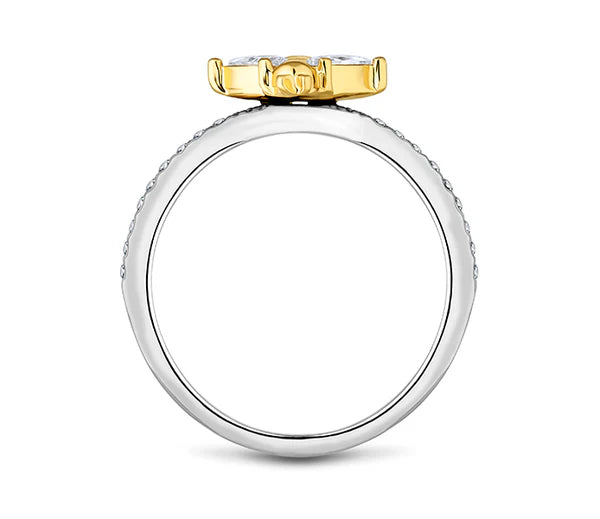 Diamond Style London - Bee ring in rhodium plating (Item code: Beering7)