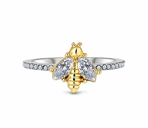 Diamond Style London - Bee ring in rhodium plating (Item code: Beering7)